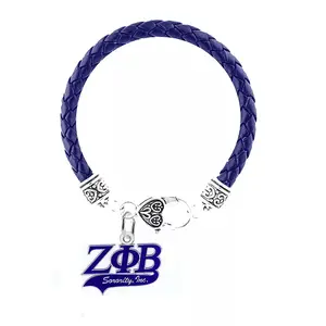 Zeta Phi Beta ZPB Leather Charm Bracelet