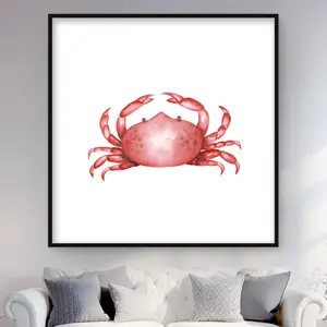 Begin Home Decor C1FM4848XJ0QI4 48 x 48 in. Crab - Red Framed Matted Print Wall Art - Home Decor by Art Firm