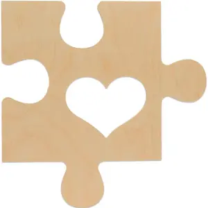 Unfinished  Puzzle  Heart Shaped Picture Frame, 12 x 12 Inches with 4-1/4 x 3-1/2 Picture Slot, Connectable Timeline Wall Plaqu, DIY Craft Decor, by