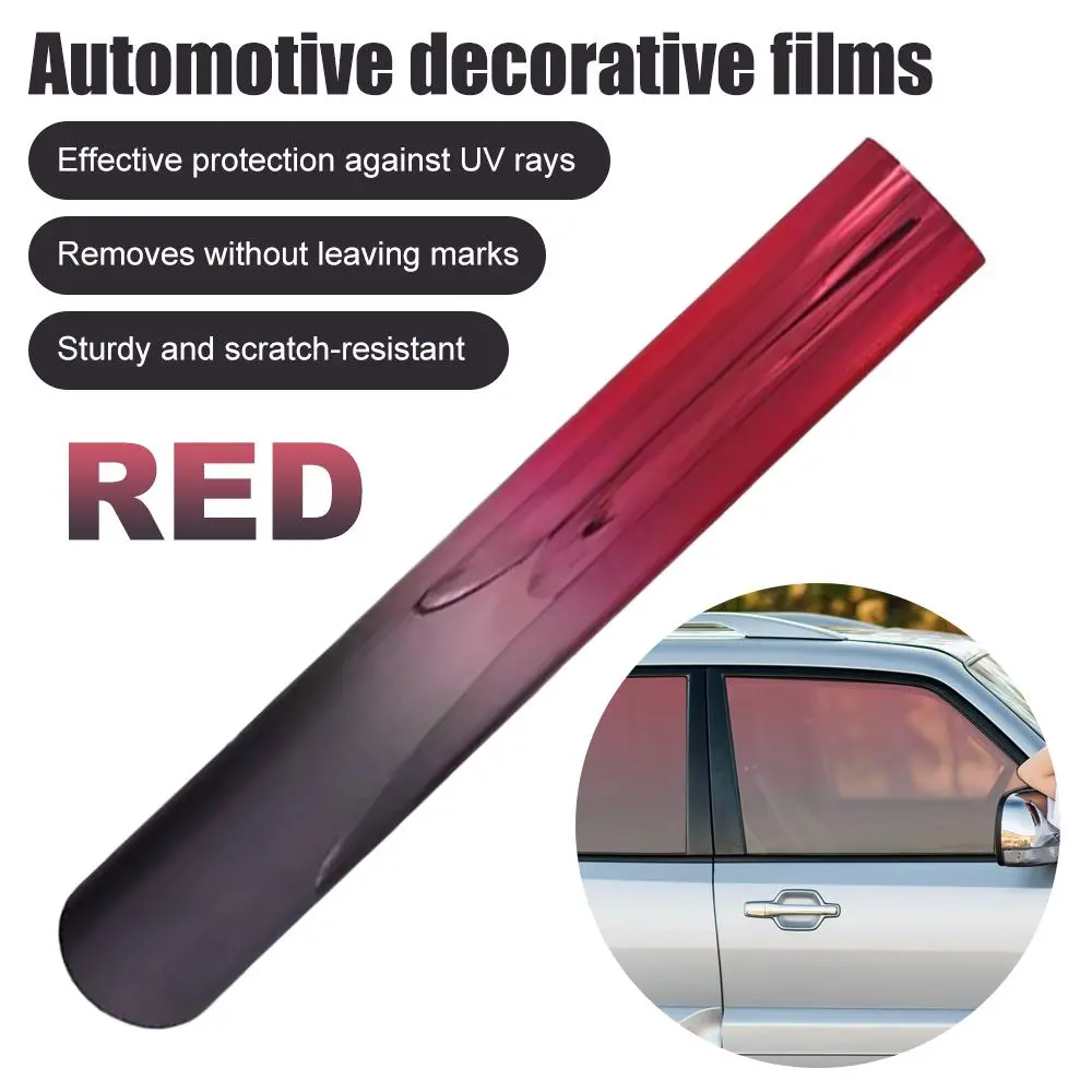 19.7x118 In Removable Window Tint Kit, 2-Color Gradient PET Car Exterior Accessory, Heat-Resistant, Explosion-Proof, Contrasting, Peel-and-Stick Application