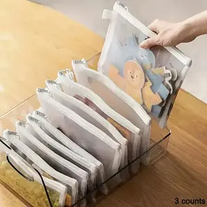 Clear Zipper Storage Bag, 3pcs/set Transparent Mesh Drawer Organizers Bag, Office Stationery & Supplies, File Storage Bag