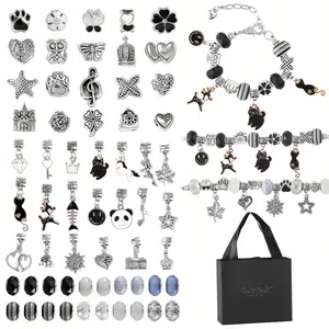 DIY Mixed Beads Bracelet Set for Girls, Includes Jewelry Making Materials and Portable Box, Perfect Birthday Gift Creative Handmade Crystal Alloy