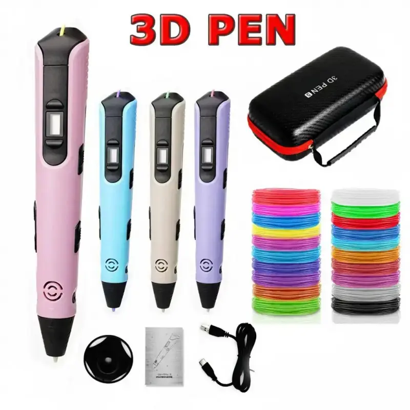 Creative 3D Pen Crafting Tool Set - Compact Form, 9m Filaments, Storage Pouch, Professional 3D Printing Accessory for Hobbyists