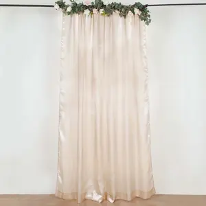 8ftx10ft Beige Satin Event Curtain Drapes, Backdrop Event Panel