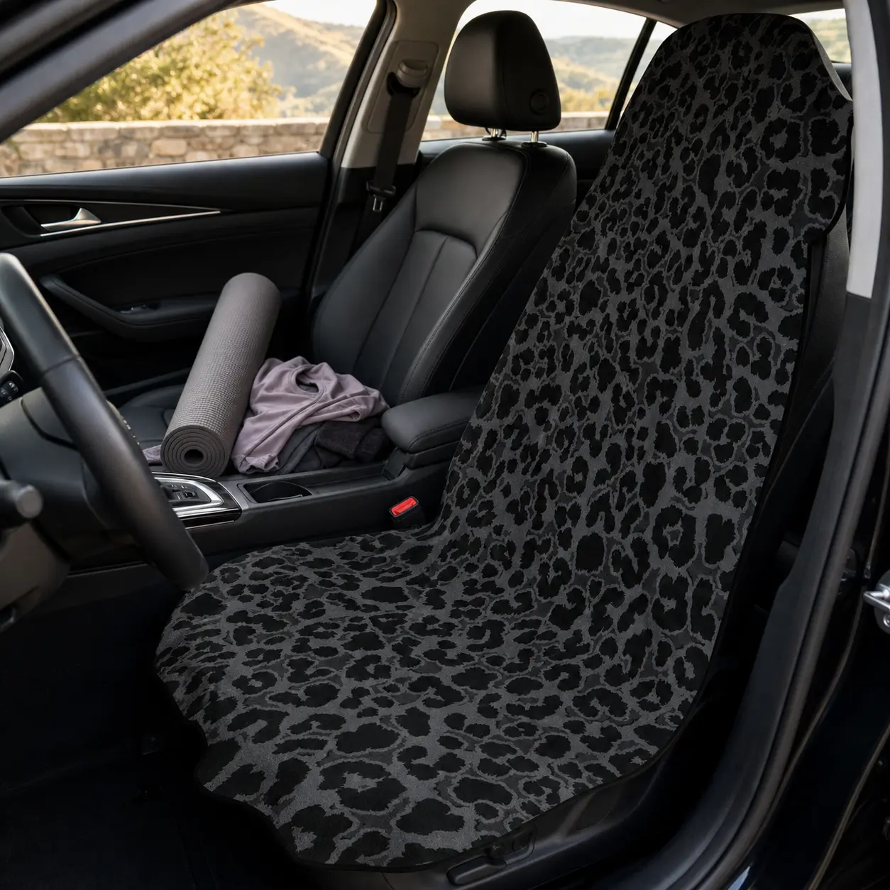 Leopard Print Car Seat Cover Towel, Sweat Absorbent Terry Cloth Seat Protector for Cars SUV Truck, Quick Dry Washable Cover, Perfect for Gym Beach Swimming Camping, Multiuse As Beach Towel Floor Mat Sweat Towel, Universal Fit Car Interior Accessories outd