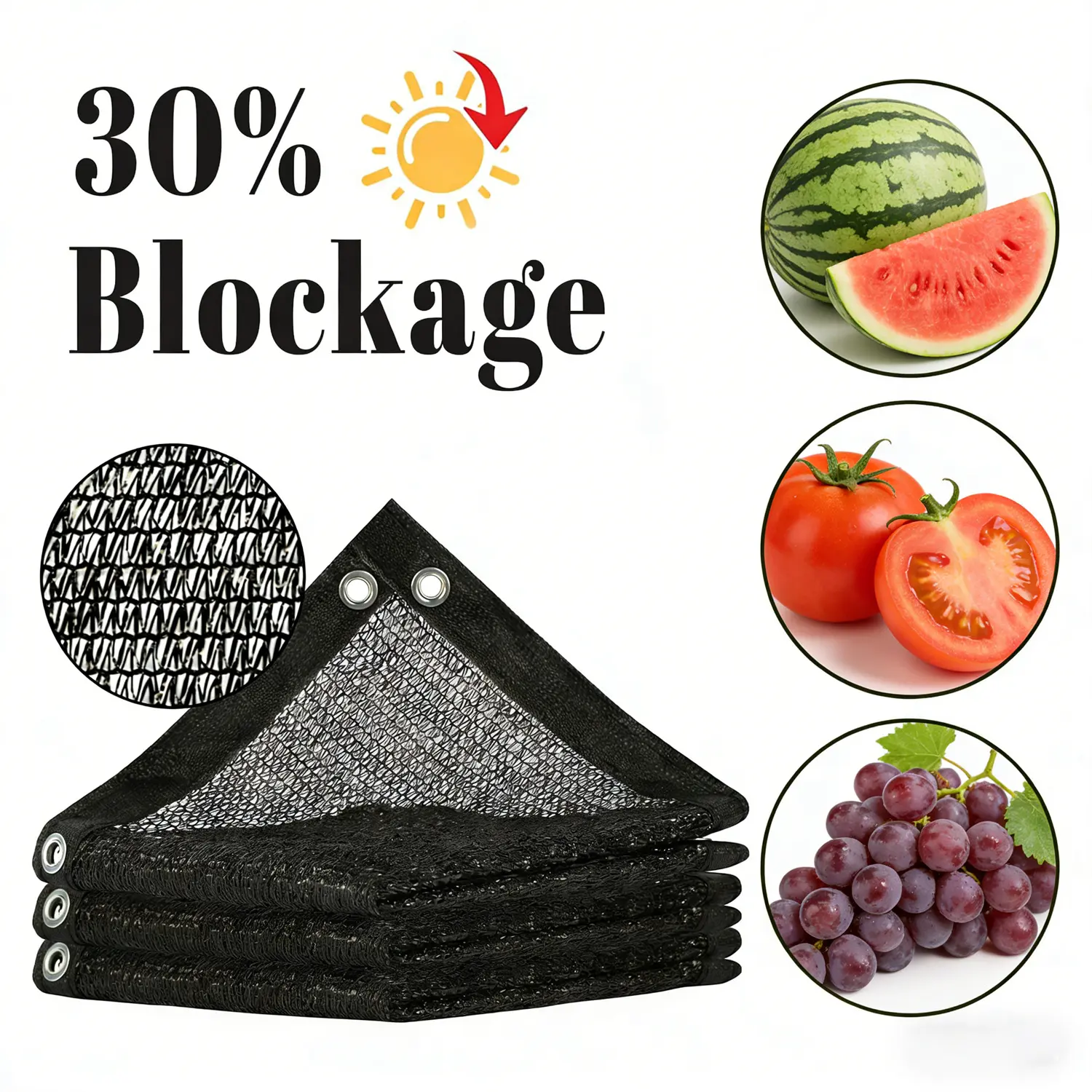ColourTree 30% Blackout Cloth (Black) -UV-Resistant Shade Net with Reinforced Rivets, Suitable for Outdoor Adventures / Camping / Garden / Patio / Greenhouse.Mesh Shade Cloth