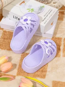 Girls' Cute Floral Decorative Slippers, Sweet Princess Style Open-Toe Sandals, Breathable Slippers, Soft Eva Sole, Non-Slip, Summer Home Outdoor Beach Shoes