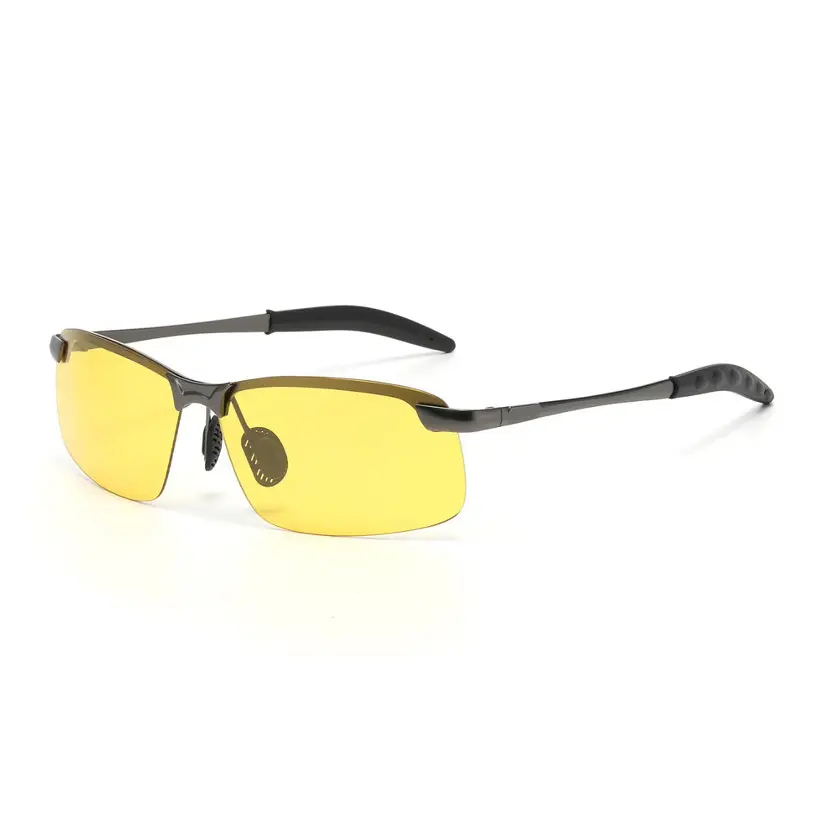 Black-framed yellow-lens night vision goggles