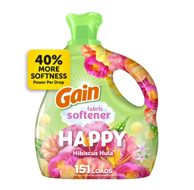 Gain Liquid Fabric Softener and Conditioner, Happy, Hibiscus Hula Scent, 101 fl oz, 151 Loads