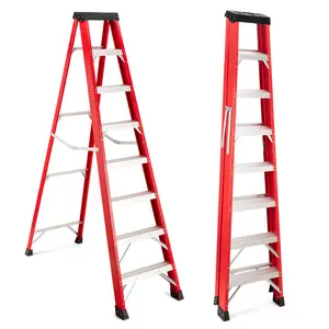 7-foot fiberglass platform step ladder, weighing 330 pounds, equipped with tool tray, IA type, household folding step ladder, red