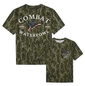 Combat Waterfowt ESTD 2019 Camouflage Camo T-Shirt – Unisex Outdoor Tee in Bottomland Camo | Ultra-Soft, Breathable Cotton for All-Day