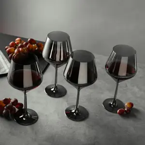 Angled Wine Glass in Smoke Finish - Stylish Wine Glasses for a Perfect Drink Experience Drinkware Aesthetic