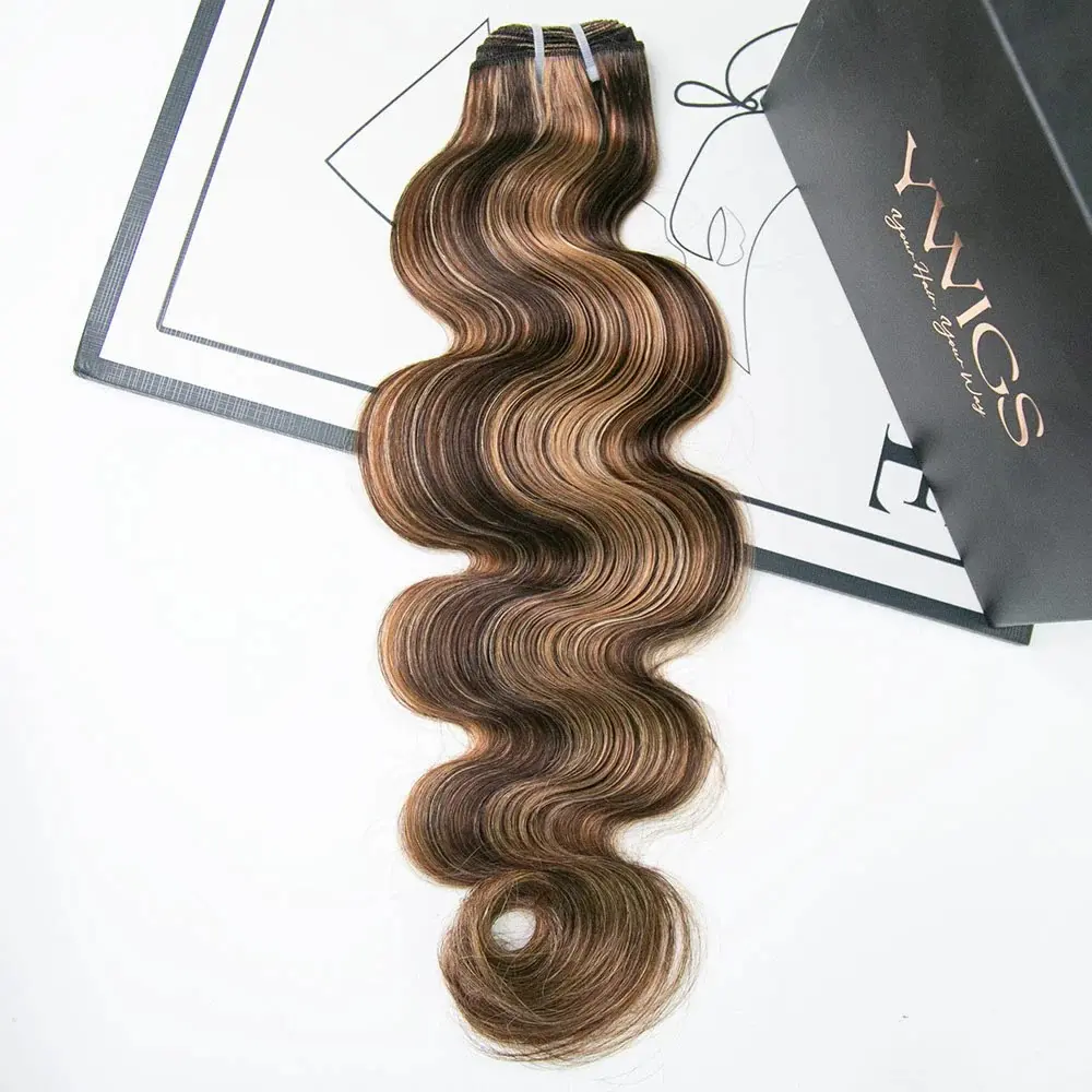 YWIGS Cambodia Raw Hair Bundles #4/27/30 Mix Color Double Drawn Human Hair Extensions Weft Bundles Hair Weaving 10A Burmese Bundles Human Hair Body Wave 100grams/Bundle #DealsForYouDays @spotlightday