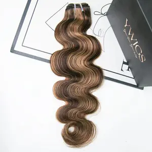 YWIGS Cambodia Raw Hair Bundles #4/27/30 Mix Color Double Drawn Human Hair Extensions Weft Bundles Hair Weaving 10A Burmese Bundles Human Hair Body Wave 100grams/Bundle