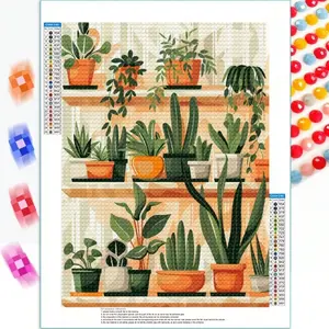 5D DIY Diamond Painting Art Kit Round Drill Diamond Painting, Diamond Art, Houseplants Plant Pot Art Kit Suitable for Adults And Crafts for Gifts And Home Wall Decoration Gifts, Multiple Sizes: 7.9X11.8Inch, 11.8X15.7Inch，Frameless