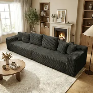 【2 Packages Shipping】135.8"L-Shaped Boneless Sectional Cloud Couch Corduroy Velvet Modular with Chaise No Assembly Required Sofa Living Room Furniture 105.9"