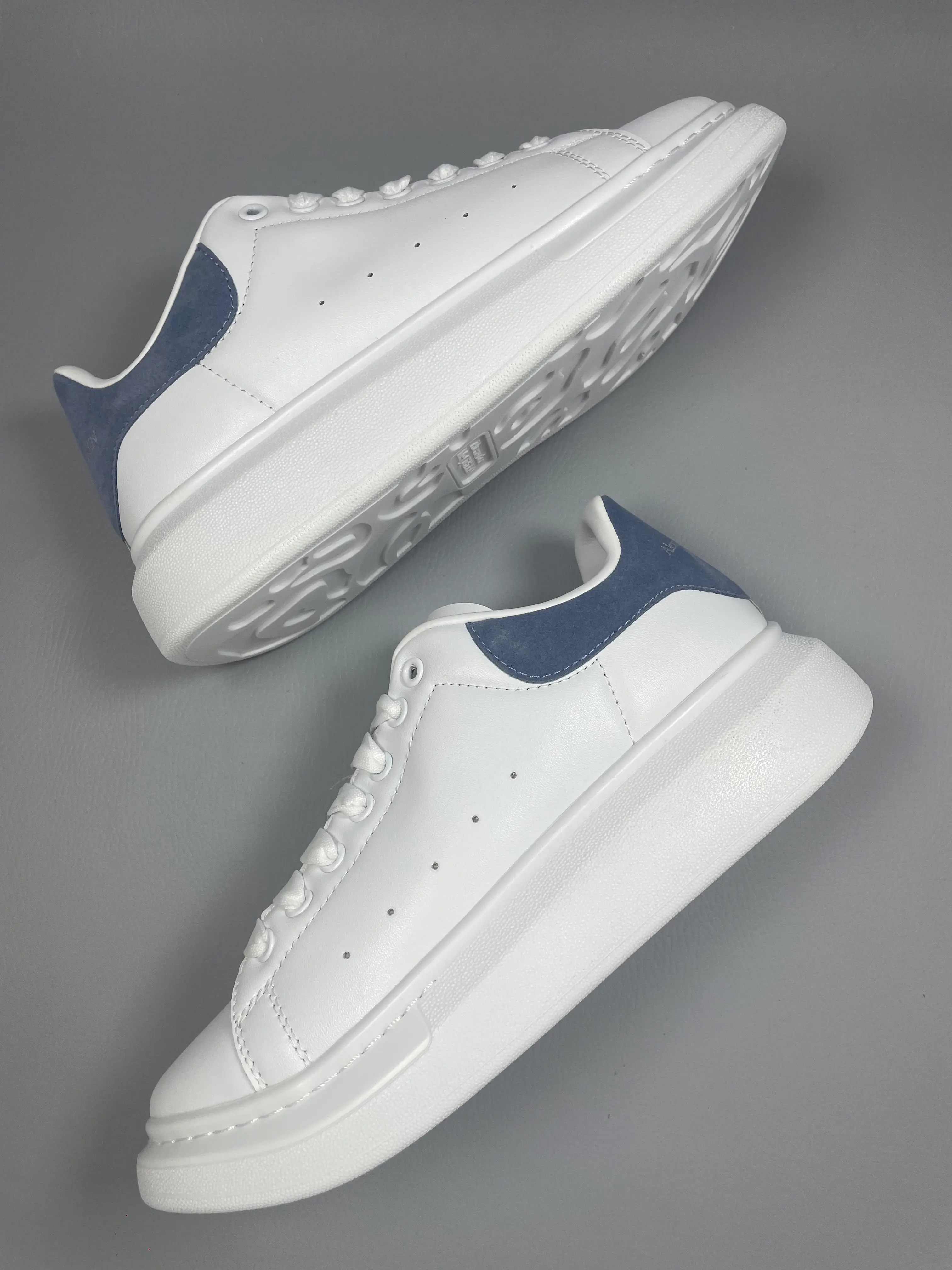 White Navy Suede Heel Platform Leather Skate Sneakers, Thick Height Increasing Cushion Sole Casual Trainers, Minimal Fresh All-Match Daily Walking Street Shoes For Men Women