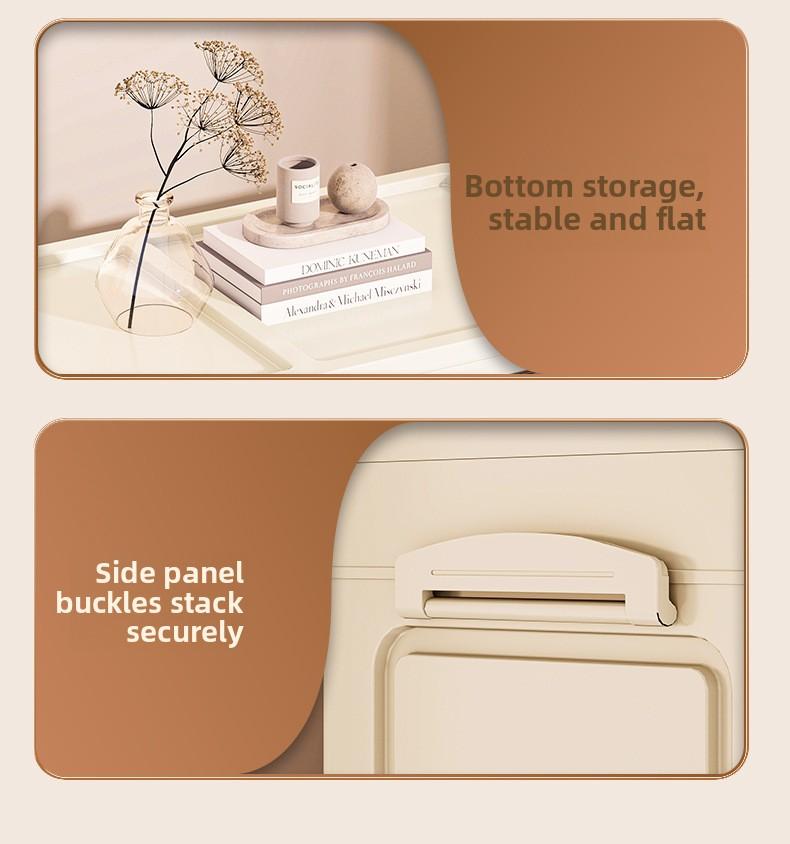 21.65 inches Multi-layer Foldable Storage Box with Double Doors, Large Capacity Home Organizer Bin for Clothing, Toys, Snacks & Household Sundries