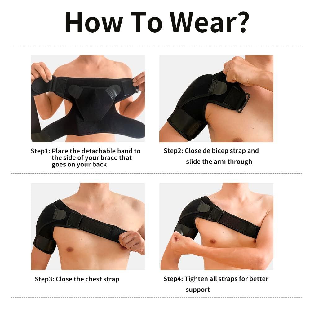 Shoulder Support Brace with Pressure Pad for Men Women, Adjustable Shoulder Brace for Torn Rotator Cuff, Tendonitis, Dislocation, AC Joint, Bursitis, Labrum Tear, Pain, Fits Right or Left Shoulder ,shoulder training strap