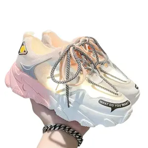 Gradient Rainbow Platform Daddy Shoes Women Walking Shoes Footwear
