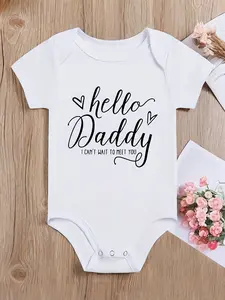 Hello Daddy I Can't Wait To Meet You Baby Bodysuit Pregnancy Announcement Newborn Onesie