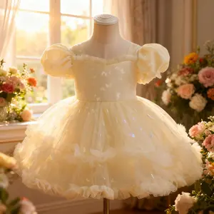 2215 Baby Girl Baptismal Christening Tutu Formal Princess Dress Toddler Girl Party Gown Bridesmaid Dress Wedding Evening Dress