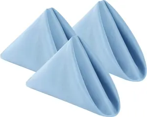 17x17 Inch Washable Soft Polyester Cloth Dinner Table Napkins 12PCS for Wedding Party Dining Banquet (Blue Mist)