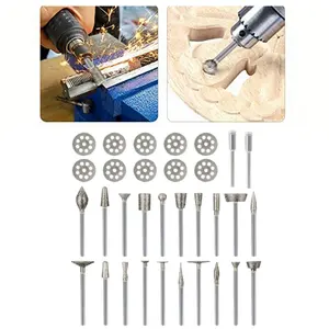 32pcs Diamond Burr Set for Dremel, Rotary Tool Grinding Cutting Wheel Stone Glass Tile Jewelry Engraving Rock Etching Masonry 1/8” Die Grinder Carving Cutter Metal Engraver Kit