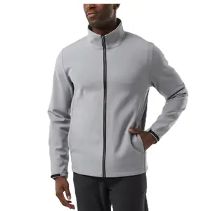 32 Degrees Men's Full Zip Jacket – Regular Fit, Outdoor Casual, Adjustable Cuffs, Stand Collar, Brushed Interior, Active Zip Coat (Gray, M)