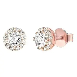 Round Cut Cubic Zirconia Stud Earrings 10mm