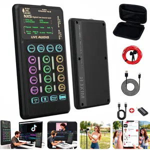 NX5 Handheld Mini Soundcard Audio Interface with Bluetooth, Reverb Mode, Voice Changer, and Microphone for Singing, Streaming, and Recording