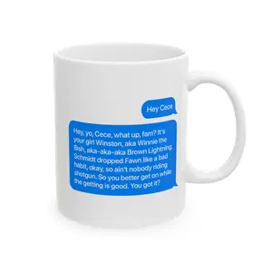 Winston's Funny Voicemail Mug, New Girl Coffee Cup, TV Show Mug, Mug 11oz 15oz