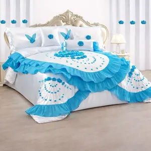 Luxury Ruffle Bedding Set Soft Floral Bedspread with Pillowcases (4 Colors)