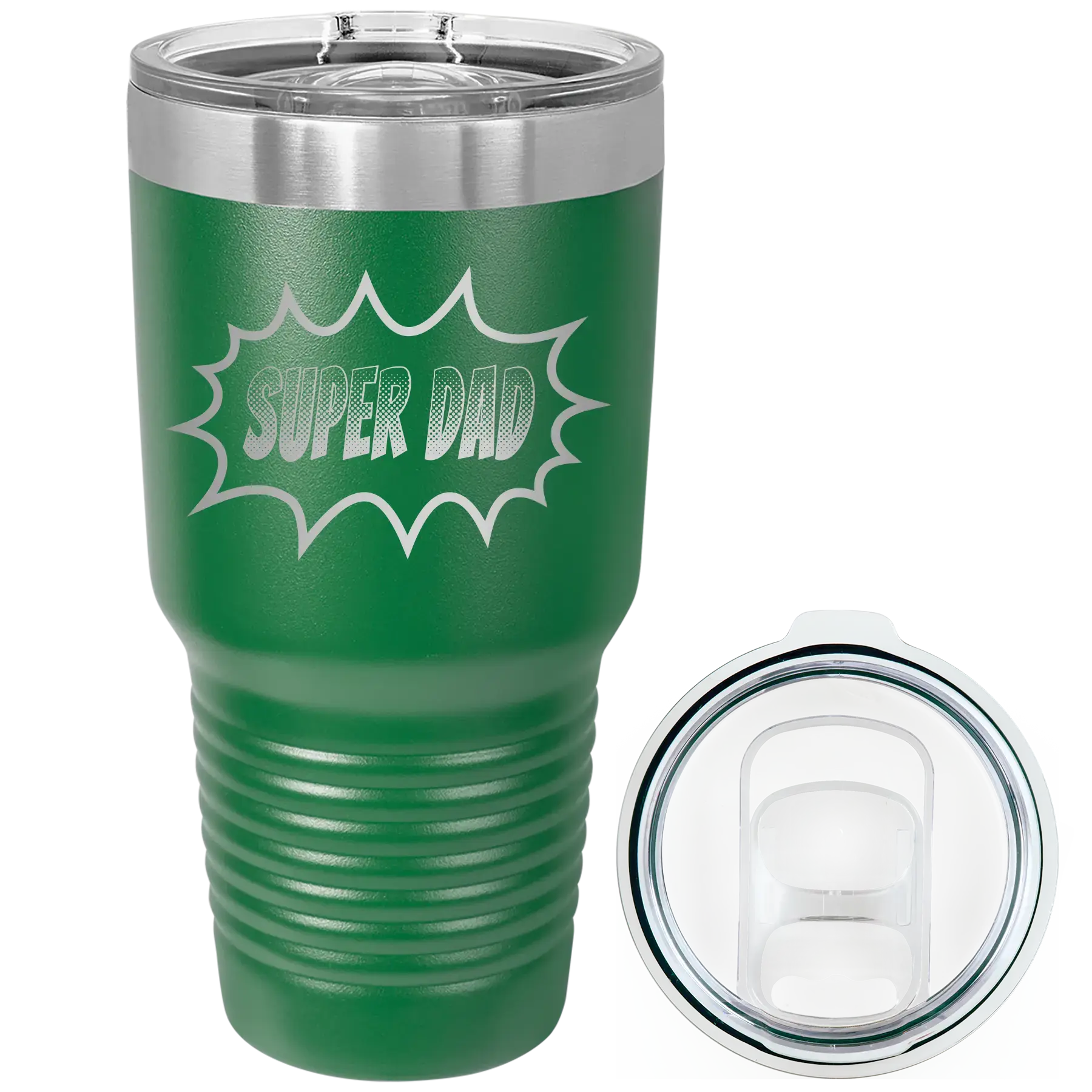 Personalized Super Dad 30 oz Tumbler - Green
