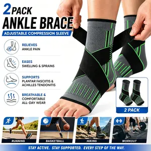 2pc Ankle Brace Support with Stabilizing Ankle Braces - Adjustable Hiking, Basketball & Running Braces Suitable for, Chronic Ankle, Athletic 2pc Adjustable Compression Bandage for Men And Women, Ankle Elastic Strap, Football, Gym Ankle Support