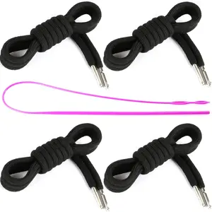4 Pieces 53 Inches Drawstring Cords Replacement Drawstrings with Easy Threader for Sweatpants Shorts Pants Hoodies(Black)