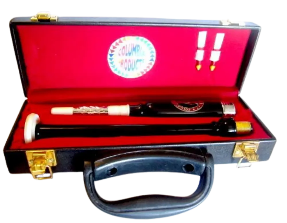 African Black Wood Scottish Bagpipe Practice Chanter, Hard Carry Box, 2 Reeds