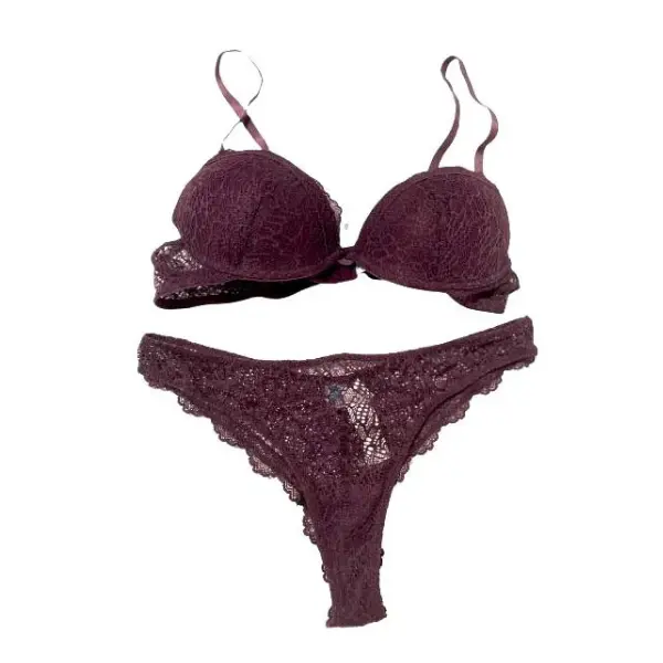 My Bordeaux Italian Lingerie Set - Elegant Purple Bra and Thong Set for Women's Fashionable Underwear Collection