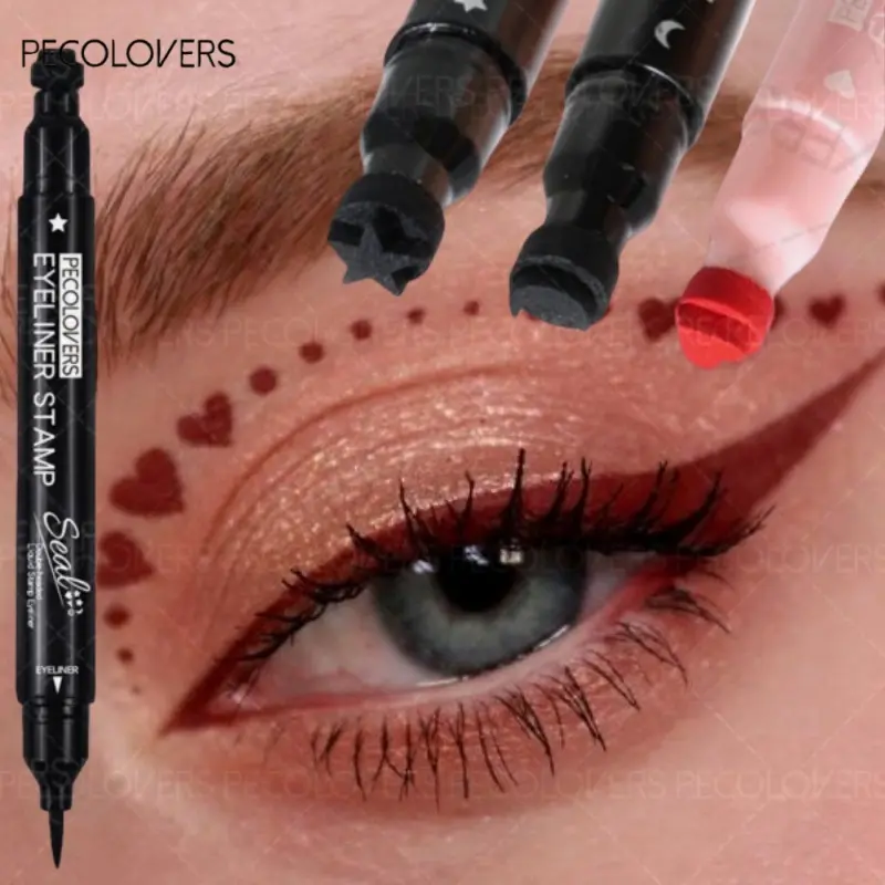 3PCS/Set Double Head Liquid Eyeliner Pen Black Red Stamp Makeup Seal Eyeliner Pencil Waterproof Cosmetic Eye Makeup Supplies