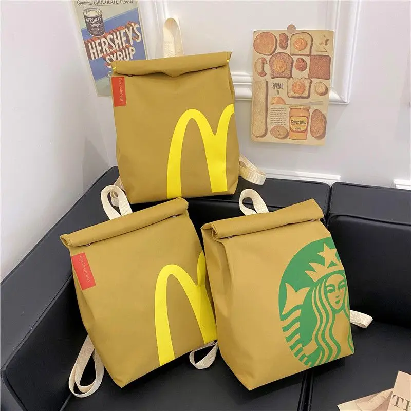 Cute Hamburger Bag Design Backpack, Large Capacity Student Class Backpack, Cute and Versatile Backpack for Women & Men