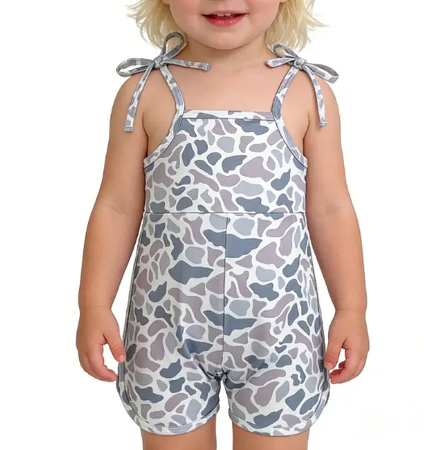 Summervibes SR2827 Baby Girls' Cotton Blend Sleeveless Fitted Camo Jumpsuit Bodysuit - Stretch Sporty Chic, Breathable Softness, Snap Fasteners, 3/6m Up to 7/8t, 4-5 Years, Kids' Fashion Playtime & Photoshoot Outfit