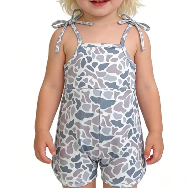 Summervibes SR2827 Baby Girls' Cotton Blend Sleeveless Fitted Camo Jumpsuit Bodysuit - Stretch Sporty Chic, Breathable Softness, Snap Fasteners, 3-6M Up to 7/8t, 4-5 Years, Kids' Fashion Playtime & Photoshoot Outfit, Sleeveless Onesies, Camouflage, Baby G