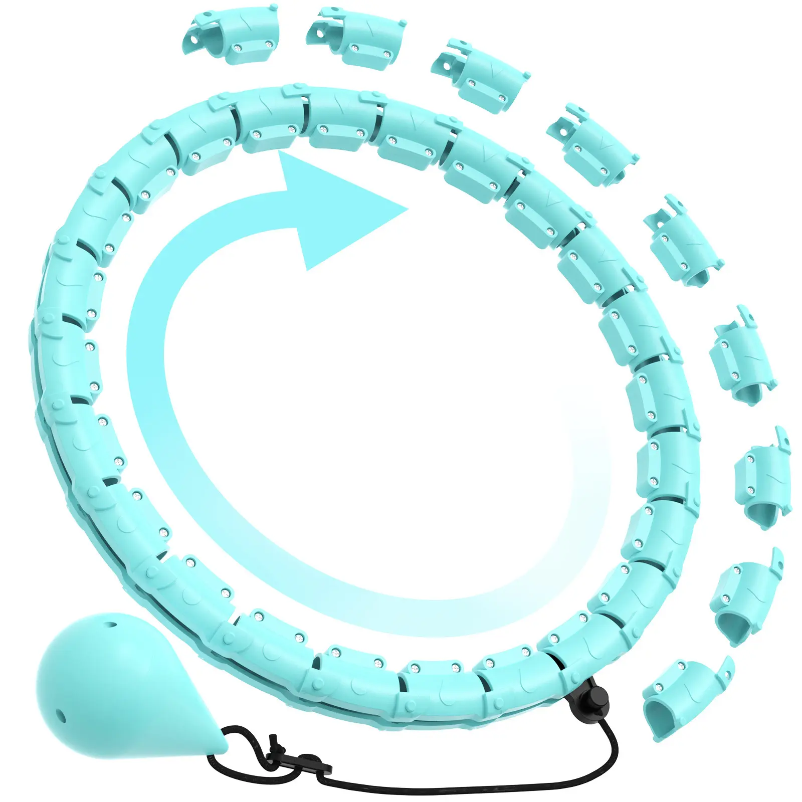 Exercise With This Weighted Hula Hoop – Features 24 Detachable Links for Customizable Resistance, a 47-Inch Plus-Size Design, and Beginner-Friendly Construction for an Effective, Low-Impact Workout at Home