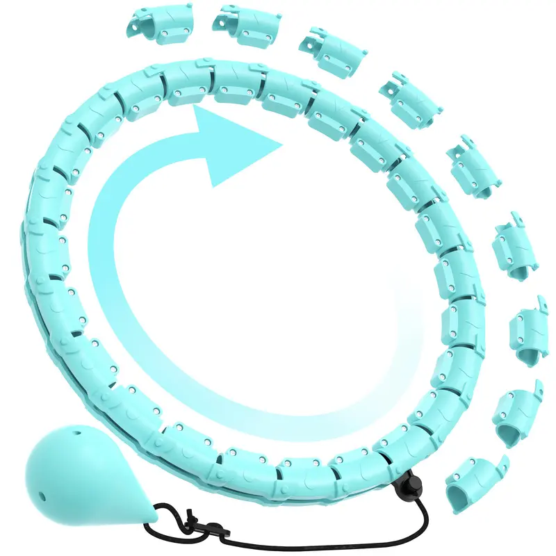 Weighted Hula Hoops for Home Low-Impact Workout - Adjustable Resistance Design with 24 Detachable Links, 47-in Plus-Size Waist Snug Fit, Beginner-Friendly Construction, Eco-Abs Resistance Training Fitness Equipment