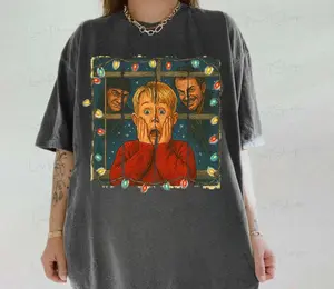 Retro Christmas Characters Movie Tshirt, Funny Holiday Shirt, Homeee Aloneee Tee, Trendy Graphic Christmas Shirts