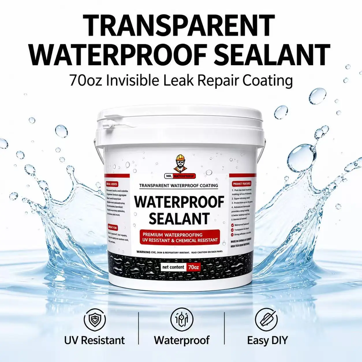 Invisible Waterproof Sealant Coating - Clear Leak Repair, Long-Lasting Protection for Roof, Bathroom Surfaces (Tools & Hardware, Adhesives Tapes & Sealers, Waterproofers)