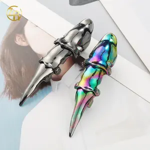 Geometric Punk Style Armor Ring | Unique Rock & Hip-Hop Jewelry | Men's Fashion Party Accessory | Statement Joint Ring | Ideal Gift for Friends    SF-324