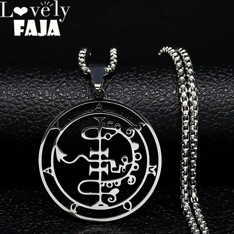 Fashion Sigeal Sigil De Lucifer Stainless Steel Satan Necklace Asmoday Lazer Key Baphomet Stamp Chain Necklaces Jewelry N7118S03
