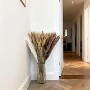 Dried Flower Bouquet Set Boho Elegance 15 Small Natural Pampas 50 Bunny Tails 15 White Pampas 20 Snowgrass for Home Hotel Office Weddings Parties Tabletop Displays