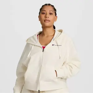 Champion Women's Cropped Fleece Zip-Up Sweatshirt - Cream XS